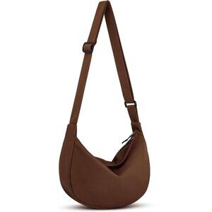 Women Dark Brown Imported Polyester Crossbody Lightweight Crescent Sling Bag